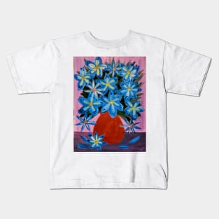 A beautiful bouquet of mixed flowers in a copper and gold vase Kids T-Shirt